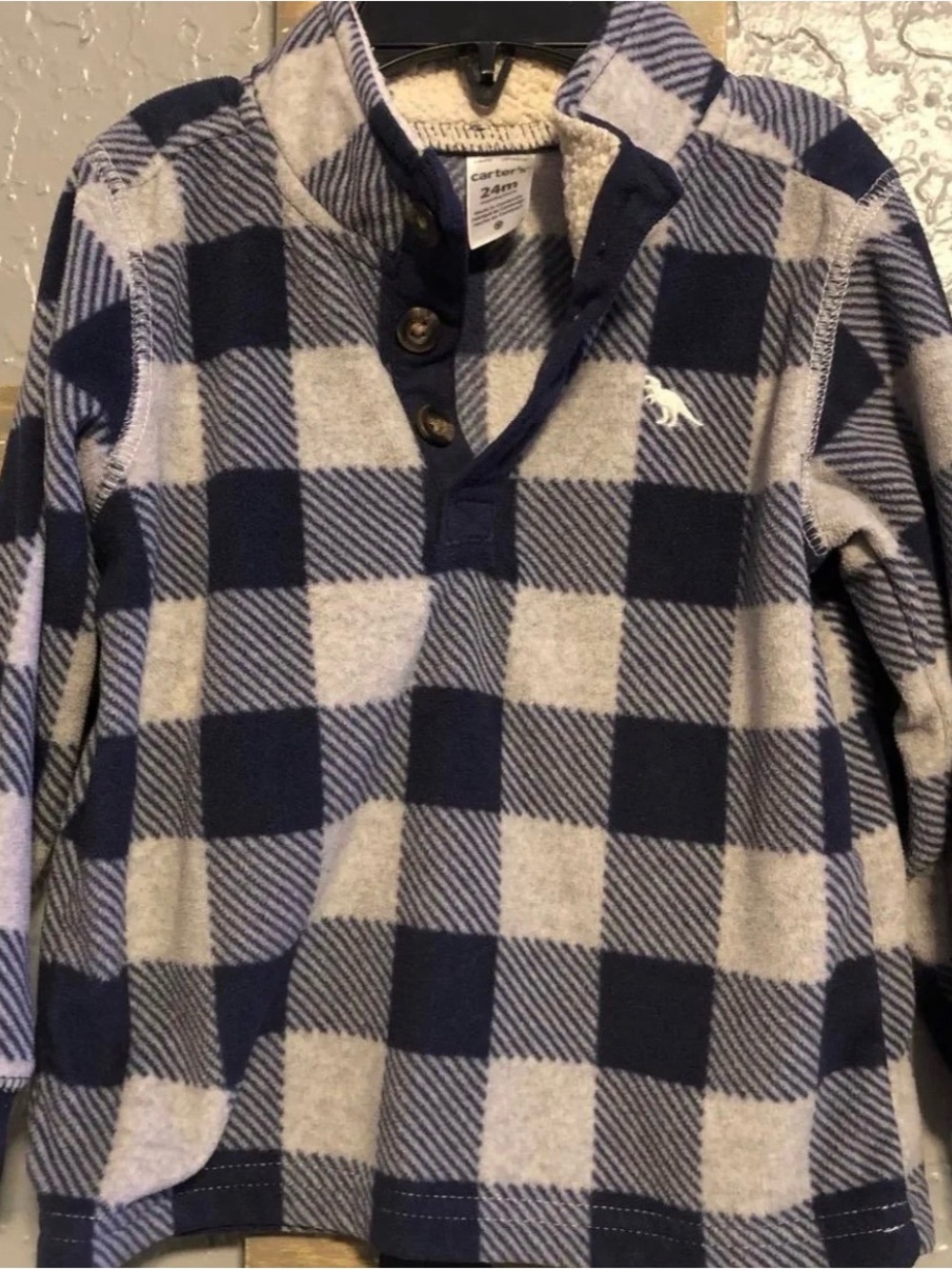 Carter's Navy and Gray Buffalo Plaid Pullover